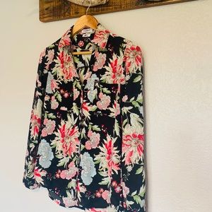 EUC Express Floral Print Portofino Blouse